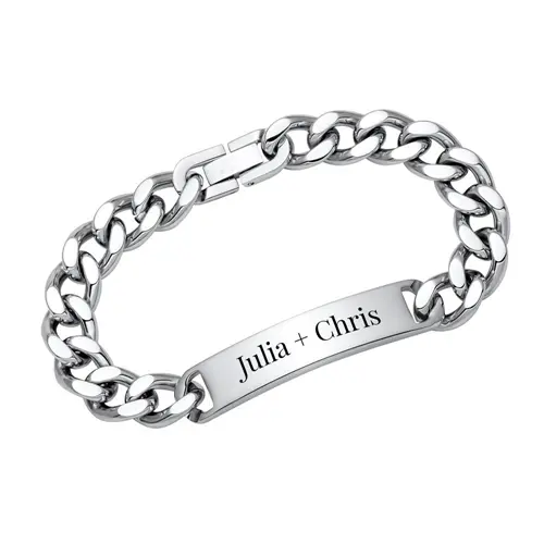 Stainless steel bracelet polished incl. laser engraving