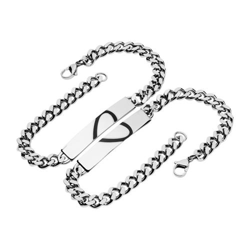 Bracelet set heart stainless steel engravable