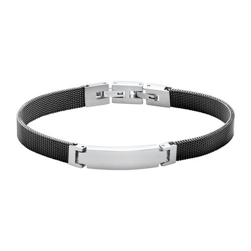 Gravierbares Armband Mesh aus Edelstahl, schwarz