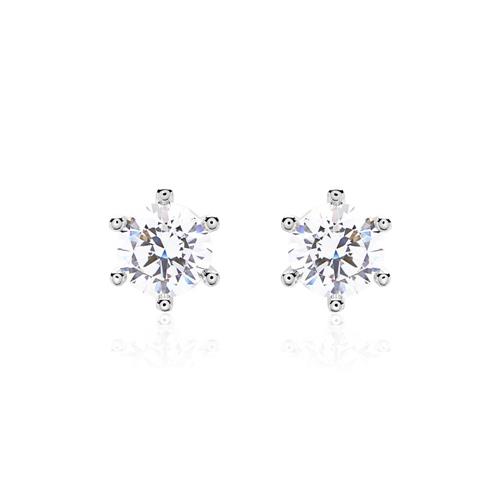 Lab grown diamond stud earrings in 14K white gold for ladies