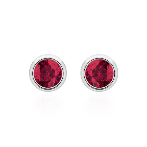 14K white gold stud earrings for ladies with rubies