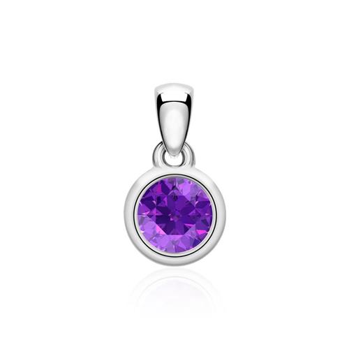 Pendant for necklaces in 14K white gold with amethyst
