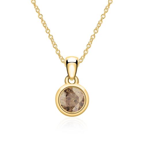 Smoky quartz pendant and necklace in 14 carat gold