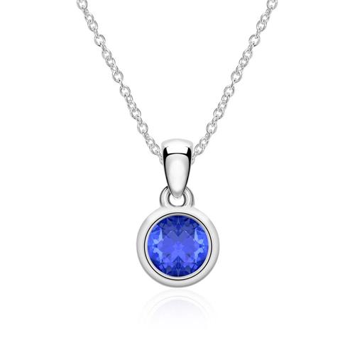 Necklace and pendant in 14K white gold with sapphire