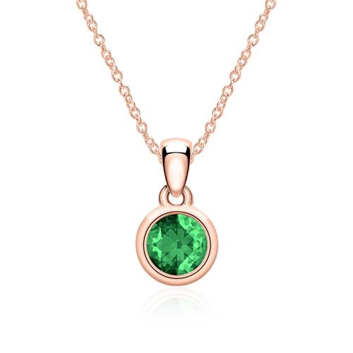 14K rose gold necklace with emerald pendant
