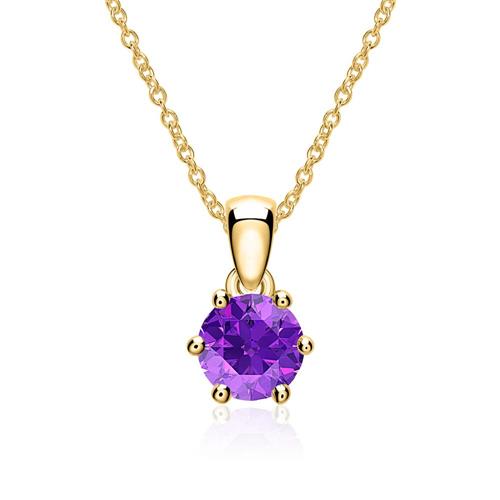 Necklace with amethyst pendant in 14K gold