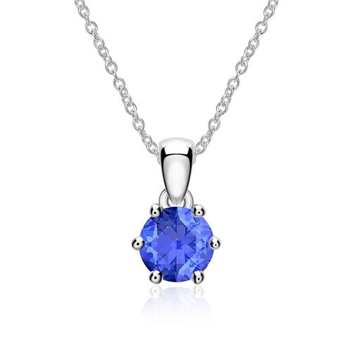 14K white gold necklace with sapphire pendant