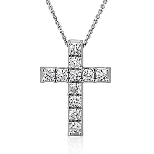Hanger kruis met diamanten in witgoud of platina