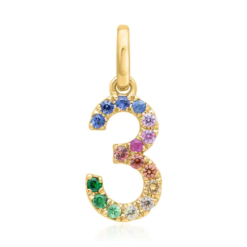 Chain and pendant number 3 in 14-karat gold, sapphires