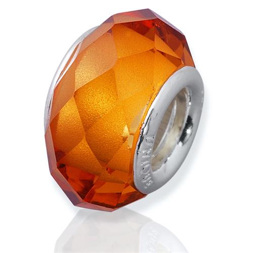 Goldener Glas Bead mit 925 Silber Fassung