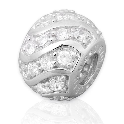 Modern silver bead: Sterling silver bead zirconia