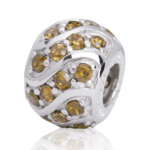 Modern silver bead: Sterling silver bead zirconia