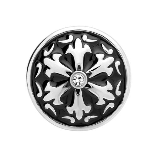 Button schwarz-silberne-Blüte Zirkonia
