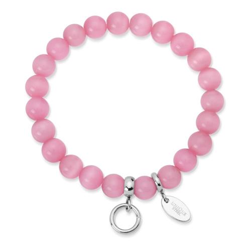 Charm bracelet with pearls pink 15,5 to 19,5cm