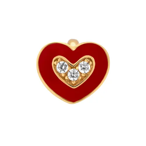 Clip charm sterling silver plated enamel heart