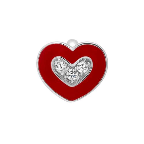 Clip charm sterling silver enamel zirconia heart