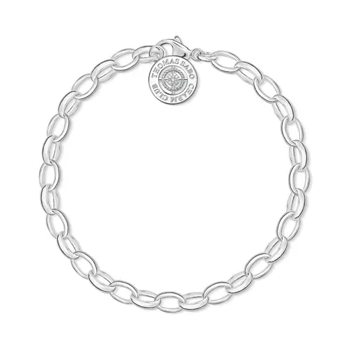 Charm bracelet in sterling silver with diamonds