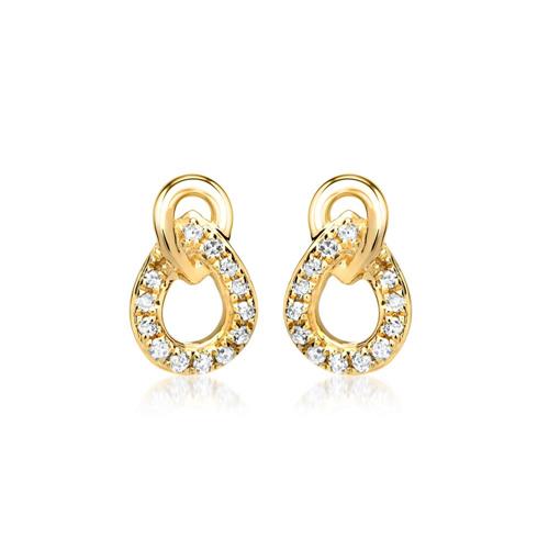 Yellow gold earrings 26 diamonds 0,09ct