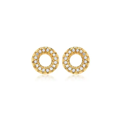 14ct yellow gold earrings 32 diamonds 0,11ct