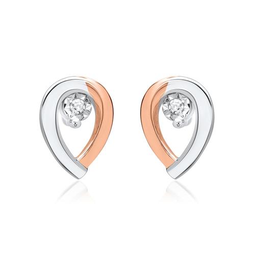 14ct white gold earrings with 2 diamonds 0,016ct