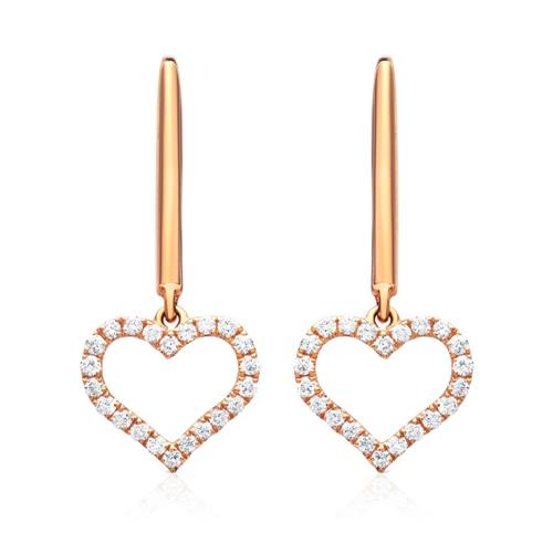 18ct rose gold heart earrings 44 diamonds
