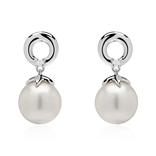 Earrings in 14ct white gold with pearls and diamonds