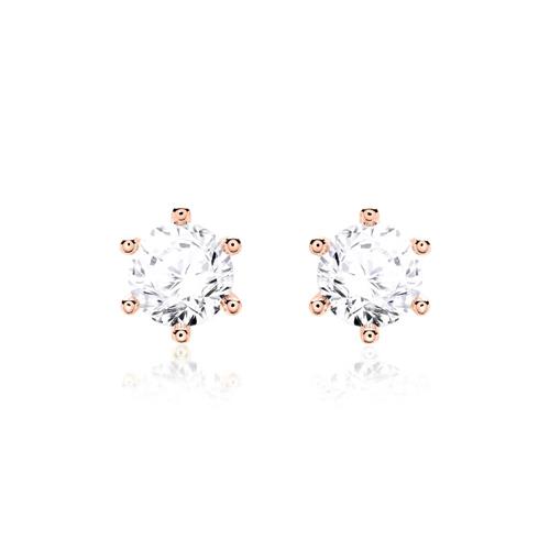 Diamond stud earrings for ladies in 14ct rose gold