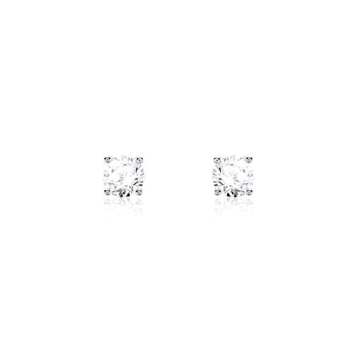 14K white gold stud earrings with diamonds for ladies