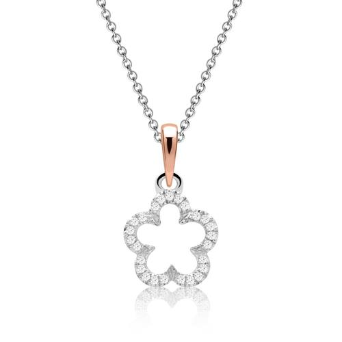 Sparkling diamond necklace blossom 0,053ct total