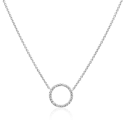 Cadena circular para mujer en oro blanco de 14 quilates con diamantes
