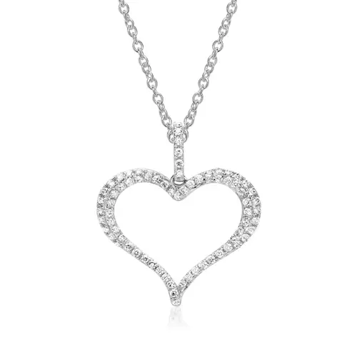 Ketting hart 18 karaat witgoud 7Diamant