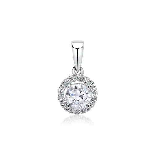 Halo pendant 18ct white gold with diamonds