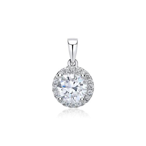 Halo pendant 18ct white gold with diamonds