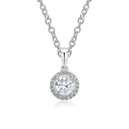 Colgante halo de oro blanco 18 quilates con diamantes