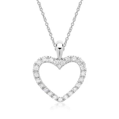 14ct white gold necklace heart 24 diamonds
