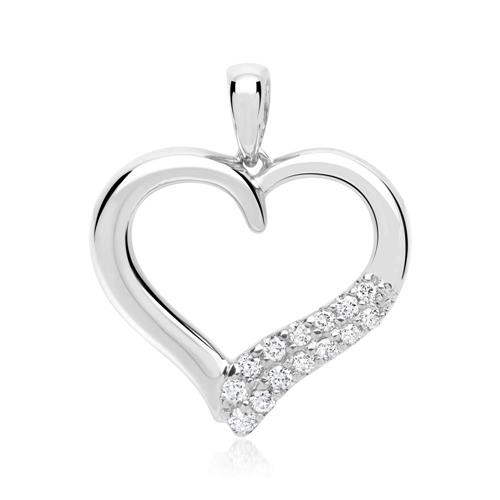 Witgouden hanger hartvorm 14 Diamanten