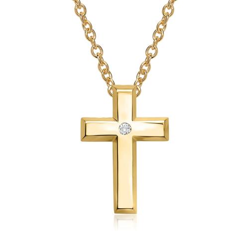 585er Gelbgoldkette Kreuz Diamant 0,02 ct.