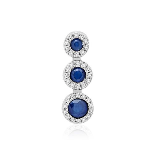 Pendant white gold sapphire diamonds 0,07ct