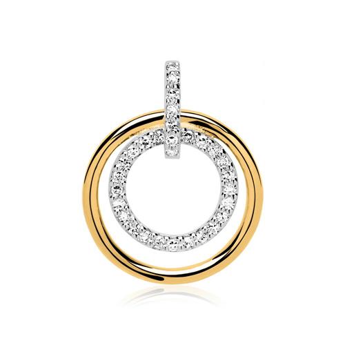 Pendant circles 14ct gold diamonds