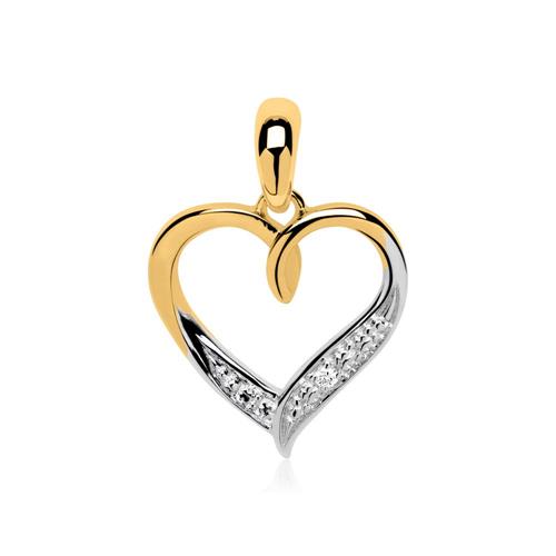 14 karaat gouden hanger hart met Diamant