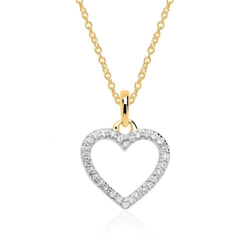 14 quilates cadena de oro corazón para mujer con diamantes