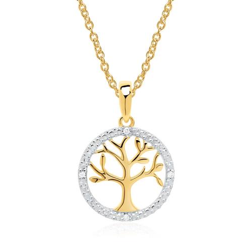 585er Goldkette Lebensbaum mit Diamanten