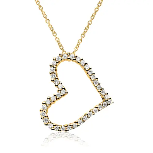 Hart ketting in 14k witgoud met Diamanten