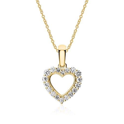 Cadena corazón de oro 18 quilates con diamantes