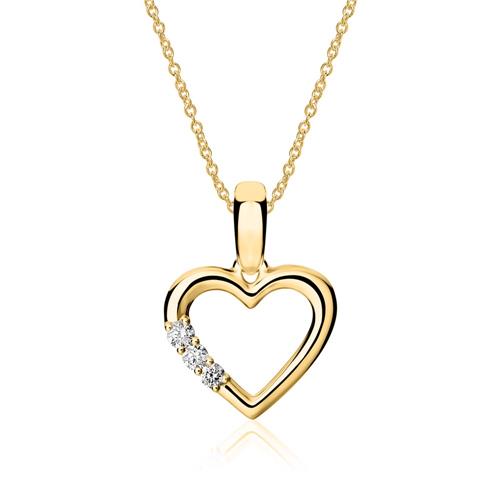 14ct gold necklace heart with diamonds
