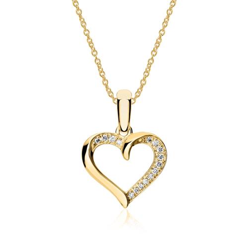 Heart chain 18ct gold with diamonds