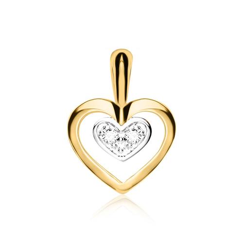 Ladies heart pendant in 14K gold with diamonds