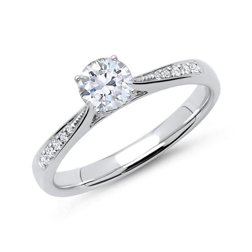 Ring 14ct white gold with diamonds