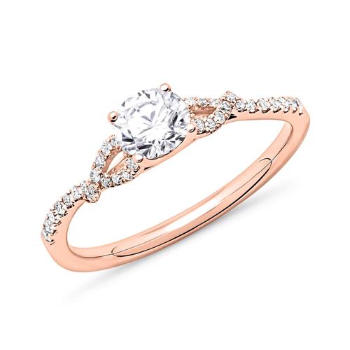 14ct rose gold ring with diamonds