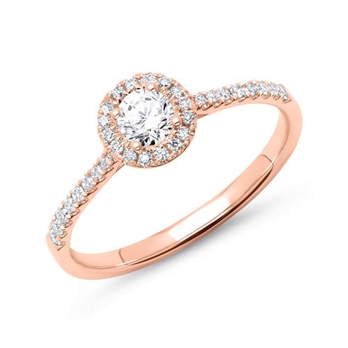18ct rosegold halo ring with diamonds